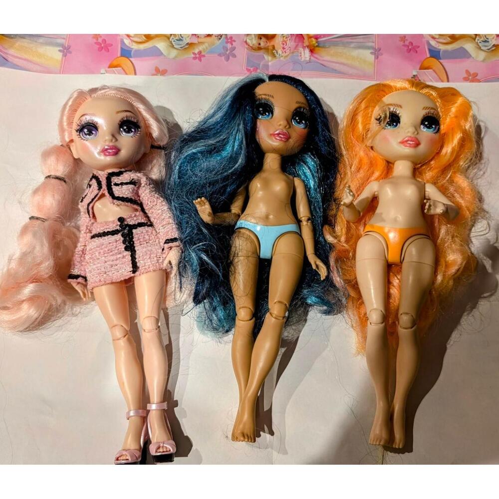Rainbow High Dolls Pink Blue Orange Hair Fashion Jointed Limbs Lot
